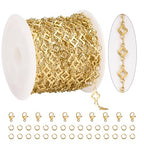 KYUNHOO 4 Meters Hollow Clover Leaf Jewelry Chain Roll Gold Plated Stainless Steel Chains for Jewelry Making with Lobster Clasps and Jump Rings for Necklace DIY - color: Leaf Clover Gold