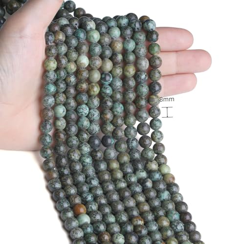 Natural Indian Turquoise Beads 100Pcs 8mm Crystal Beads Green Loose DIY Round Stone Bead for Bracelet Necklace Earrings Making - color: C-Indian Turquoise, size: 100pcs