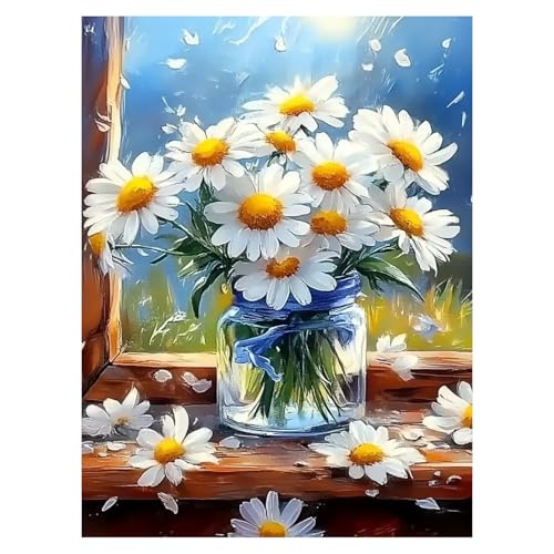 DOTZSO Diamond Painting Kits for Adults, Easy DIY 5D Round Full Drill Diamond Art kit Diamond Dot Crystal Gem Art and Craft for Beginners Home Wall Decor Flowers 12x16 Inches - color: AI Flowers