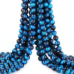 4mm 200pcs Natural Stone Round Beads Genuine Stone Beading Loose Gemstone DIY Charm Smooth Beads for Bracelets Necklaces Earrings Hole Size 1mm (Aquamarine Tiger's Eye 4mm) - color: Aquamarine Tiger's Eye, size: 4mm