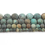 60pcs Natural Matte Africa Turquoise Gemstone Beads，6mm Frosted Round Loose Stone Beads for Jewelry Making DIY Earring Bracelet Necklace Crafts - color: Africa Turquoise, size: 6mm