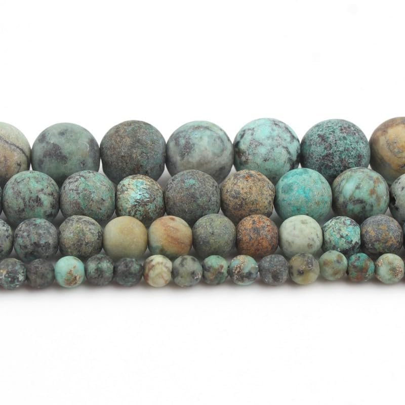 48pcs Natural Matte Africa Turquoise Gemstone Beads，8mm Frosted Round Loose Stone Beads for Jewelry Making DIY Earring Bracelet Necklace Crafts - color: Africa Turquoise, size: 8mm