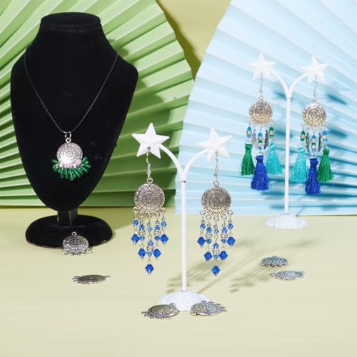 Mega Pet 10pcs Tibetan Silver Flat Round Chandelier Component Links Charm Pendant Connectors with 5 Holes for Dangle Earring Multi Strands Bracelet Necklace Jewelry Making - color: Antique Silver, Flat Round-2