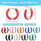 SUNNYCLUE 1 Box 18Pcs Huggie Hoop Earrings Huggie Hoop Earring Findings 16Mm Round Ear Hook Colorful 304 Stainless Steel Ear Hooks for Jewelry Making Accessories DIY Crafts Gifts Women Adult Supplies - style: Style 1