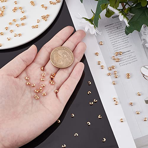 Beebeecraft 1Box 300Pcs 18K Gold Plated Crimp Bead Covers Metal Half Round Open Crimp Beads Knot Covers Caps 3mm for DIY Jewelry Makings - color: Gold, size: 3mm