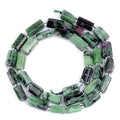 GEM-Inside 31Pcs 8x12mm Natural Green Ruby Zoisite Stone Gemstone Faceted Freeform Tube Column Chakra Beads for Jewelry Making Full 15" Strand Power Energy Healing Stone - color: Green Ruby Zoisite