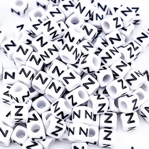 500Pcs Cube Letter Beads Z 6X6mm Individual Acrylic Alphabet Beads for Friendship Bracelets Making - color: Square - Z