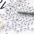 100Pcs Letter Beads 4x7mm White Round Acrylic Alphabet Beads Letter C Beads for Jewelry Making DIY Bracelets Necklaces Key Chains - color: C 100Pcs