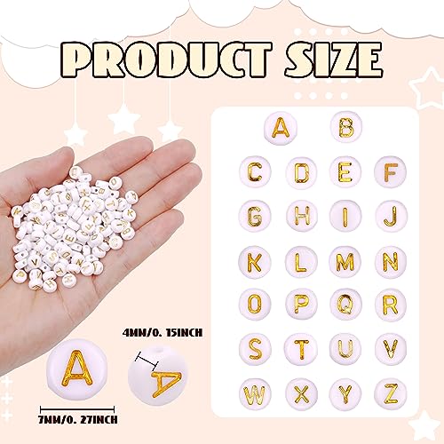 300Pcs Letter Beads S 4X7mm Gold Alphabet Beads Acrylic Round Shape Loose Beads for Name Bracelets Necklaces Key Chains DIY Jewelry Making (S) - color: Gold, size: S