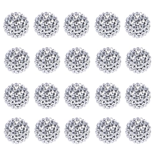 20mm Rhinestone Beads for Pens, 20pcs Chunky Large Spacer Bead for DIY Pens Phone Chain Keychain Candy Sparkle Bling Ball Beads Bulk(Silver) - color: AB Silver 20MM 20PCS, size: 20MM