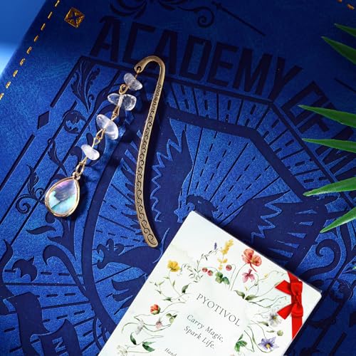Vintage Metal Pendant Bookmark with Opal Drop Shell&Clear White Quartz Crystal StonesBead Chain–Elegant Natural Stone Protein Bookmarks for Women,Men,Book Lovers and Girls(Bronze) - style: Bronze