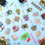 Huquary 24 Pcs Graduation Diamond Art Painting Keychain Kits 5D DIY Graduation Diamond Art Ornaments Class of 2026 Congrats Grad Crafts for Grad Party Favors Decorations Backpack Charms Accessories - style: Graduation