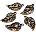 Heather's cf Four Leaf Clover Silver Leaf Beads 100-150 Pcs Leaves Craft Antique Leaf Charms for Crafting Leaf Pendant Charm for Necklace Bracelet Earring Making Fall Leaf Beads Set - color: Copper Filigree Leaf
