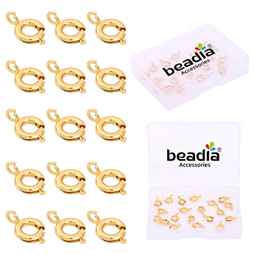 BEADIA 18K Gold Plated Spring Clasps Non Tarnish 6mm 20pcs for Jewelry Making Findings - color: Spring Clasps Gold, size: 6mm
