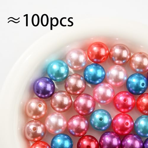 100pcs Color Pearl Beads Chunk Bubblegum Bead 20mm Pen Ball Beads for Pen Bag Jewelry Making Necklace Bracelets(redpinkpurpleblue) - color: redpinkpurpleblue