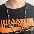 Titanium Stainless Steel Small Beads Ball Chain Necklace for Men Women 24-38 Inches Silver Black Gold - color: Silver, 8mm wide