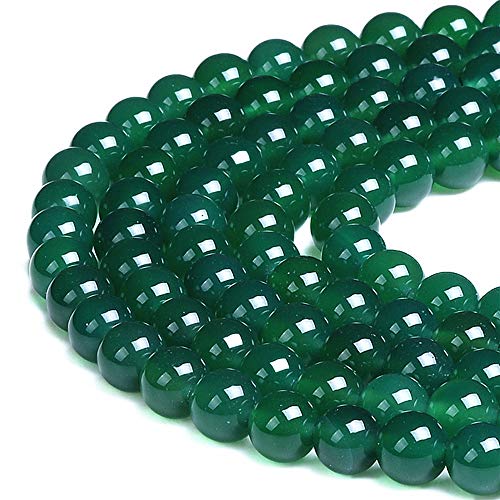 Gorgeous Green Agate Natural Gemstone Loose Beads 8mm Smooth Round Approxi 15 inch DIY Bracelet Necklace for Jewelry Making - color: Green Agate, size: 8mm
