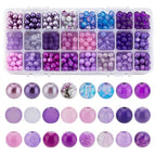 PH PandaHall 720pcs 8mm Purple Glass Beads 24 Color Round Bracelet Beads Loose Crystal Bead Craft Bead Bulk for Summer Friendship Bracelet Necklace Earring Jewelry Making DIY Craft Party Ornament - color: Purple