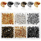 LXUEJIE 600 Pcs Crimp Bead Covers, Crimp Beads for Jewelry Making, 4mm Multi-Color Alloy Crimps Bead Knot Covers Half Round Open Crimps Beads for Bracelet Jewelry Making Craft DIY