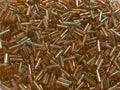 Czech Bugle Beads 40 gr / 1.4 oz Glass Tube Size #3 7mm (Tan/Brown Iridescent) - color: Tan/ Brown Iridescent