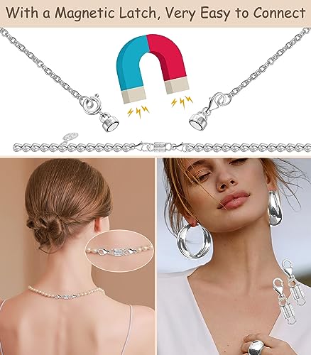 Dailyacc 925 Silver Lobster Magnetic Necklace Clasps and Closures Safety Sterling Silver with 14K Gold Jewelry Converters for Bracelets Chain Extender - color: 2pcs 1S + 1Gold