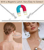 Dailyacc 925 Silver Lobster Magnetic Necklace Clasps and Closures Safety Sterling Silver with 14K Gold Jewelry Converters for Bracelets Chain Extender - color: 2pcs Silver