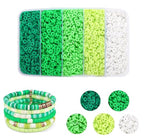 4000pcs Green Clay Beads Bracelet Making Kit, 6mm Flat Round Polymer Spacer Heishi Beads for Jewelry Making 4000 (Green) - color: Green