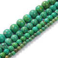 Natural Stone Beads 10mm Green Turquoise Gemstone Round Loose Beads Crystal Energy Stone Healing Power for Jewelry Making DIY,1 Strand 15" - color: Green Turquoise, size: 10MM