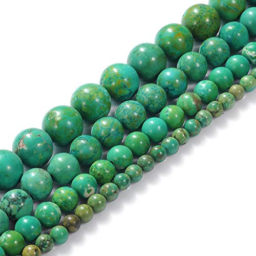Natural Stone Beads 10mm Green Turquoise Gemstone Round Loose Beads Crystal Energy Stone Healing Power for Jewelry Making DIY,1 Strand 15" - color: Green Turquoise, size: 10MM