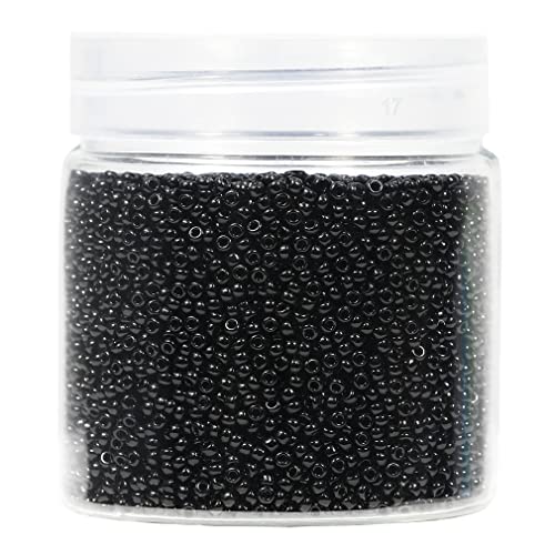 Bala&Fillic Size 2mm Seed Beads 10000pcs/110 Grams in Box 12/0 Black Seed Beads for Making Jewelry Earring Bracelets Necklace (Black) - color: Black