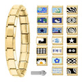 Italian Charms Bracelet Sets with 1Pcs Starter Brascelet 9Pcs Charms 9mm Italian Modular Charm Bracelet DIY Module Jewelry Gifts - color: A-Starter Bracelet Set-20Pcs Gold Black