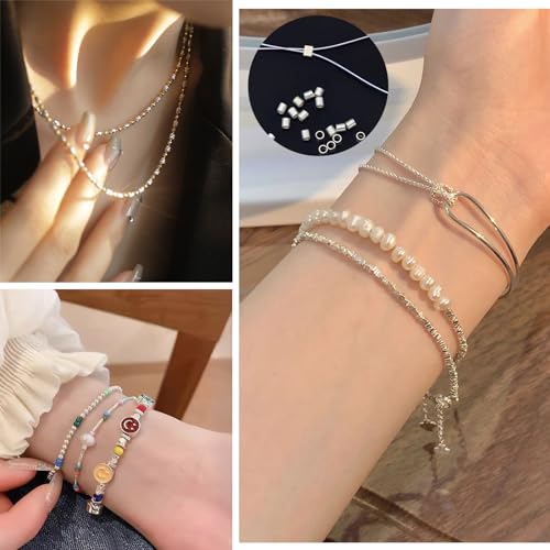 30 Pcs Crimp Beads for Jewelry Making - S925 Sterling Silver Crimping Beads, 2 mm Crimp Tube Beads for DIY Earrings Bracelet Necklace Jewelry Making and Crafting