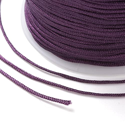 100 Yards 0.8mm Nylon Beading Cord Chinese Knotting Cords Rattail Macrame String Beading Thread for Jewelry Making Friendship Bracelets DIY Crafts Supplies (Deep Purple) - color: Purple