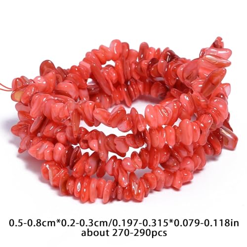 Chip Shells, 260pcs 5-8mm Irregular Beads with Holes, Light Red Shell & Crystal Chip Beads for Jewelry Making - color: Light Red