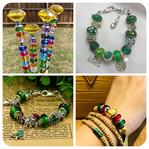 100pcs Green Glass Beads 14mm Large Hole European Beads Christmas Green Lampwork Loose Spacer Bead for Bracelet DIY Craft Necklace Earring Making Hole: 5mm - color: Dark Green