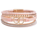 FANCY SHINY Mothers Day Gifts Boho Leather Wrap Bracelet Stackable Infinity Chunky Cuff Bracelets Western Hippie Outfits Jewelry Valentine Gifts for Women - color: Shiny Pink