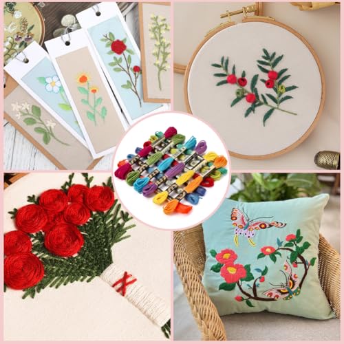12 Skeins Colorful Embroidery Thread Variegated Floss 6 Strands Rainbow Cross Stitch Friendship Bracelet String Polyester Threads for Jewelry Making Sewing Bracelet Knit Stitching Crafts Diy - color: Colorful