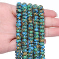 Songxi 5x8mm Natural Flower Malachite Stone Rondelle Beads, 75PCS Spacer Round Loose Abacus Beads for Jewelry Making, Gemstone for Bracelet Necklace Earrings, Arts and Crafts - color: Flower Malachite