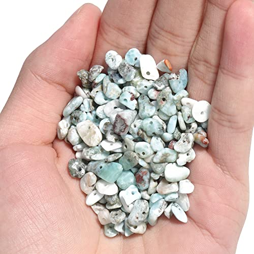 30in Larimar Natural Chip Stone Beads 5-8mm About 230pcs, Irregular Drilled Light Blue Green Bead for Bracelets Jewelry Making Supplies for Adults, DIY Crafts. - color: Larimar
