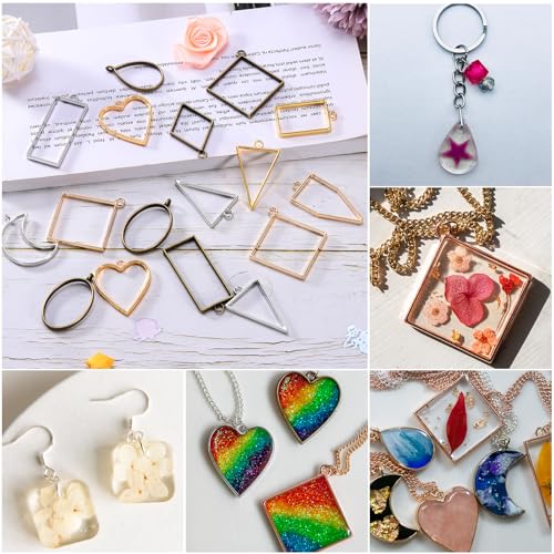 uxcell 25Pcs Alloy Open Bezel Pendants, Rectangular Hollow Frame Pendant Geometric Open Back Frame Pendant for Resin Jewelry Making Earrings Necklace Bracelet DIY, Bronze - color: Bronze, size: 1.32 x 0.83 inch