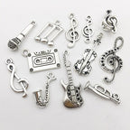 Youdiyla 100g Wholesale Bulk Craft Supplies Instrument Silver Music Notes Charms Pendants for Crafting, Jewelry Findings Making Accessory for DIY Necklace Bracelet Earrings HM099 - color: Style 7