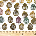 Cherry Blossom Beads Ocean Jasper Beads 12x15mm Faceted Top-Drilled Teardrop - 12 pcs/ 8 Inch Strand - color: Ocean Jasper