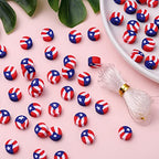 100pcs Flag Clay Beads for Jewelry Making, Polymer Clay Spacer Beads for DIY Craft Bracelet Necklace (Flag) - color: Flag