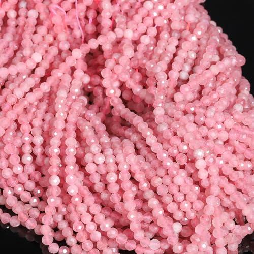 Song Xi 120pcs 3mm Natural Pink Tourmaline Gemstone Beads Faceted Round Loose Stone Beads for Jewelry Making (1 Strand) - color: Pink Tourmaline, size: 2.8-3.3mm