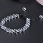 MASSIVE BEADS Natural Healing Power Gemstone Crystal Beads Unisex Adjustable Macrame Bracelets - color: Clear Crystal, size: 6mm