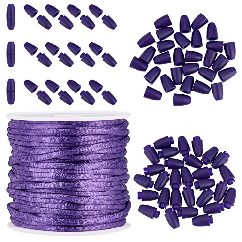 PH PandaHall Break Away Clasp Buckle, 30 Set Purple 24mm Breakaway Safety Clasps Plastic Barrel Connectors with Nylon String Cords for Lanyard Necklace Jewelry DIY Gift Fixed Connection - color: purple, size: 24mm