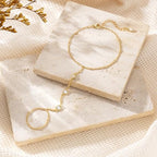 CHESKY 14K Gold Plated Hand Chain Bracelets for Women Set - Dainty Finger Ring Bracelet Stack Adjustable Hand Chains Durable Beaded Bracelets Trendy Simple Body Jewelry Gift for Women - style: 1CZ bracelet-gd