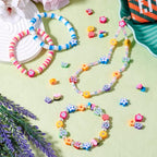 200Pcs Butterfly Flower Polymer Clay Beads Colorful Floral Butterfly Clay Beads for DIY Bracelet Necklace Earring Jewelry Making