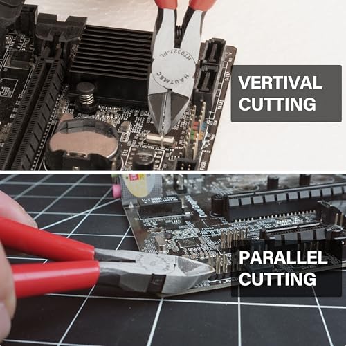HAUTMEC 5" Precise Small Flush Cutters of Engineer Wire Cutters Pliers 5PCS Side Cutters with Location Pin for Fine Shearing, Perfect for Circuit Board Cutting, Electronic Components, HT0327-5PC - color: 5 Inch-5pcs