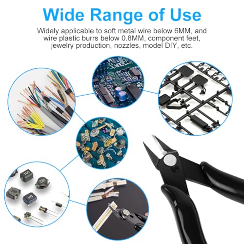 Ainiv Wire Cutters, 4PCS Spring-loaded Side Cutters Flush Cutters, Diagonal Cutters Precision Side Cutters, Diagonal Cutting Pliers in CRV Steel, Heavy Duty Cutting Pliers for Electrical, Homes - color: Black Wire Cutter-4pcs, size: 4pcs